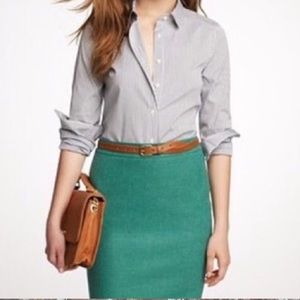 JCrew Factory Bright Green/Teal Wool Pencil Skirt